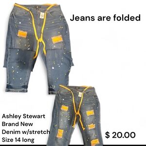 Ashley Stewart Blue Denim Jeans with Yellow Accents